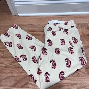 LOFT Paisley Print Chinos in Cream and Red